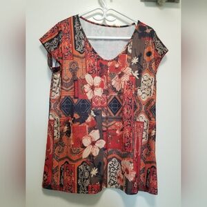 2/$25 Women's Floral Print Short Sleeve Top Size L